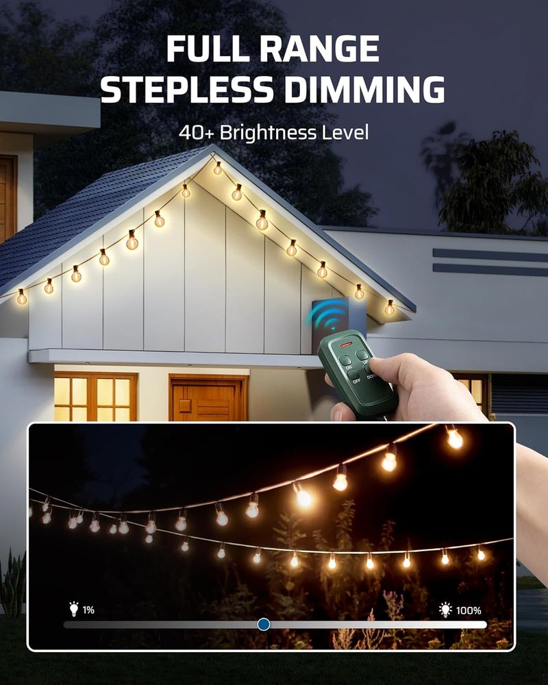 DEWENWILS Outdoor Dimmer for String Lights, Remote Dimmer Switch, Weatherproof Dimmer Plug, 100FT Range, Compatible with Dimmable LED/Tungsten Bulbs - Image 3
